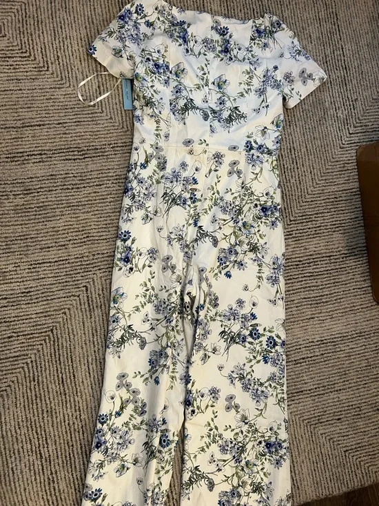 NWT Antonio Melani Grover Clear Skies Ivory Blue Jumpsuit Romper Size 12 - Picture 11 of 14